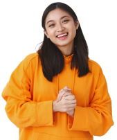 Girl in an orange sweater